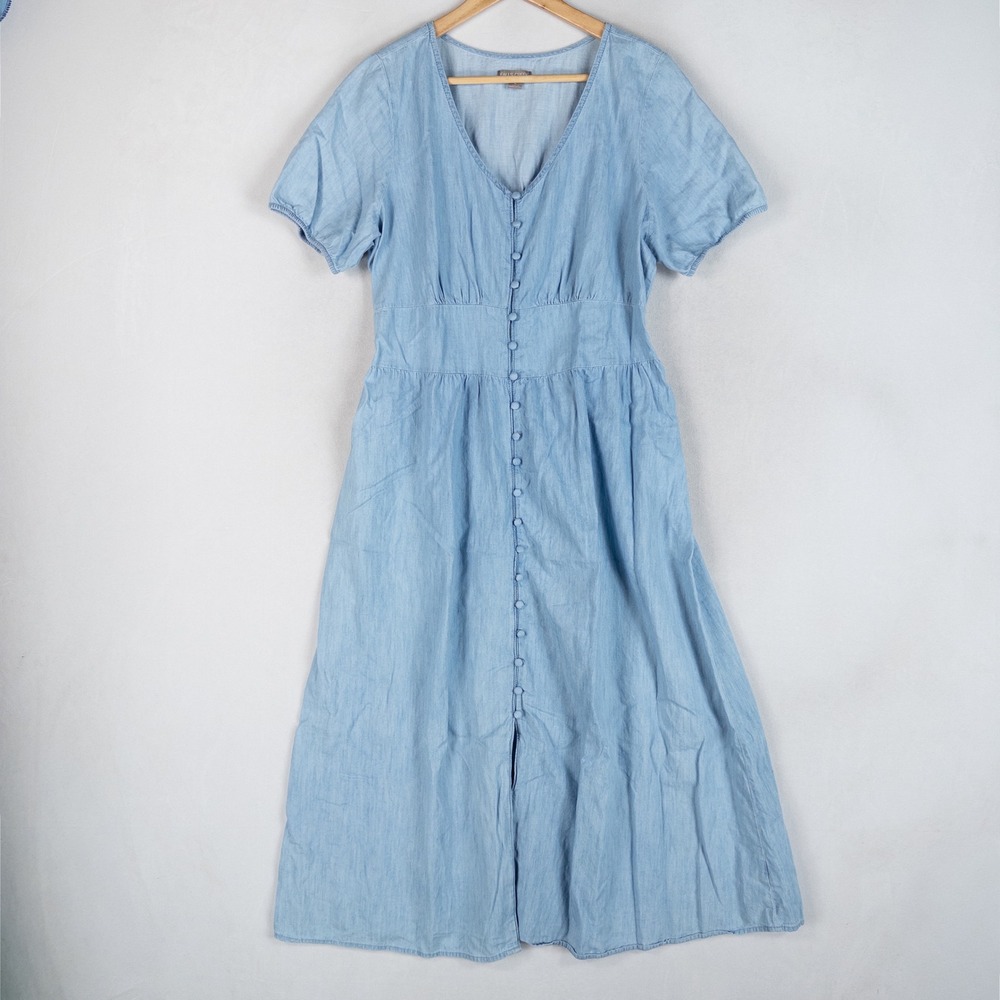 Falls Creek Light Blue Midi Button-Front Dress